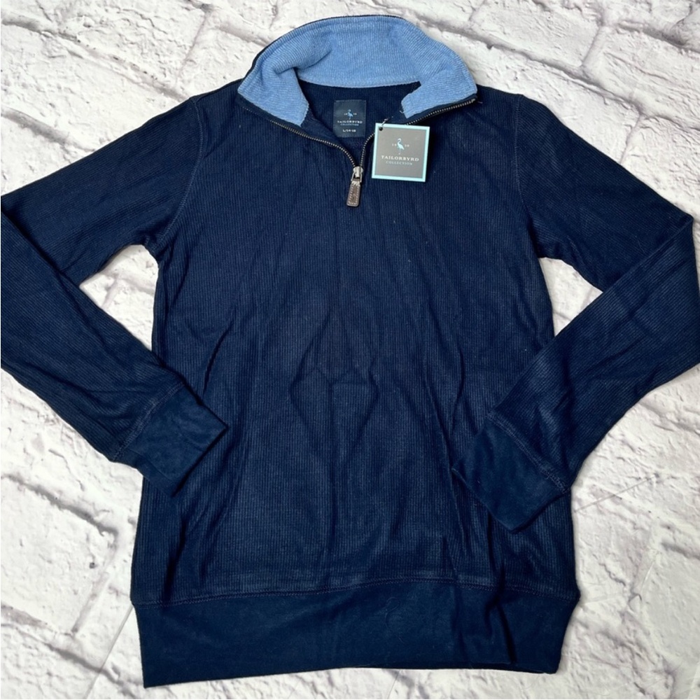 Tailor Byrd boys blue quarter zip pullover sweatshirt  navy new size large 14-16